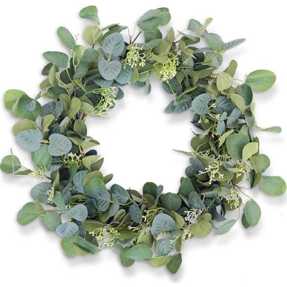 Eucalyptus Wreaths for Front Door 20", Handmade Green Leaves Wreath for Summer - Picture 7 of 7